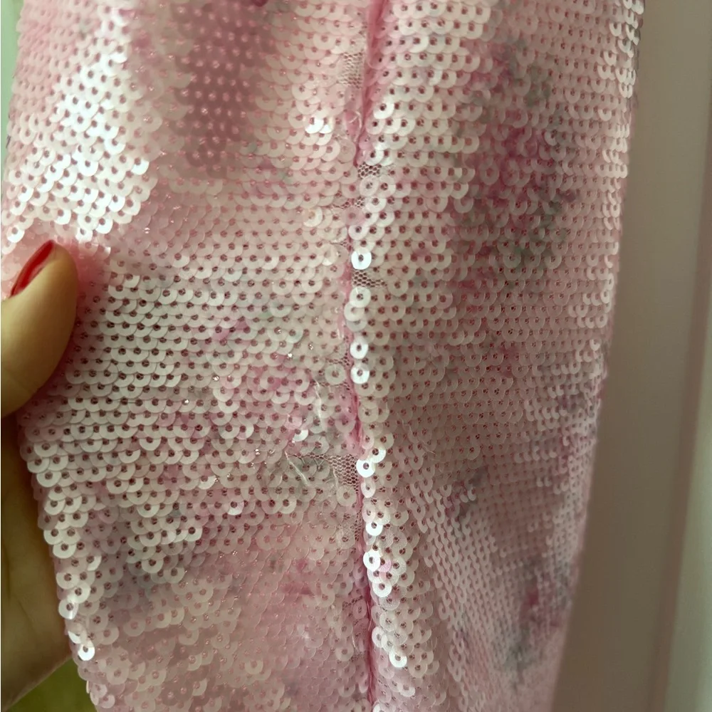 LoveShackFancy Pink Sequin Strapless Dress - Picture 6 of 7